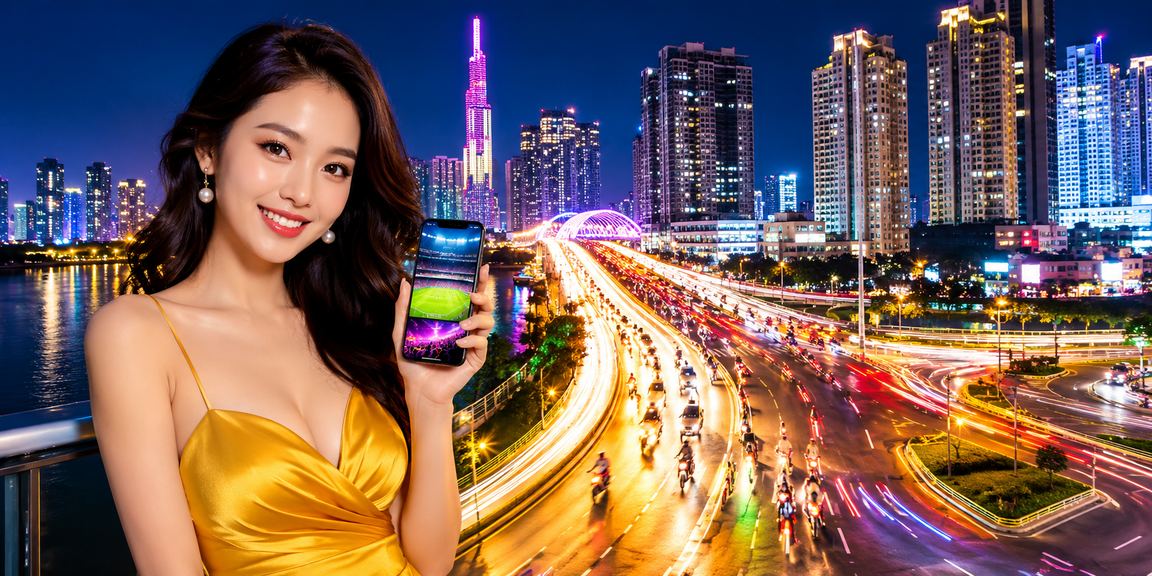 Màn hình cá cược thể thao neon tại Thành phố Hồ Chí Minh về đêm